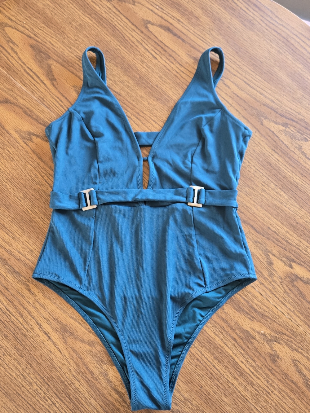 Teal One-Piece Swimsuit with Belt Detail